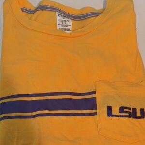 Yellow LSU T-Shirt with Purple Stripes